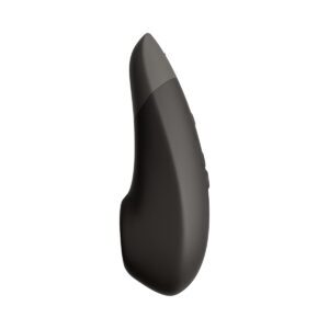 Black Womanizer vibrator Enhance Vibrant shown in hand for scale