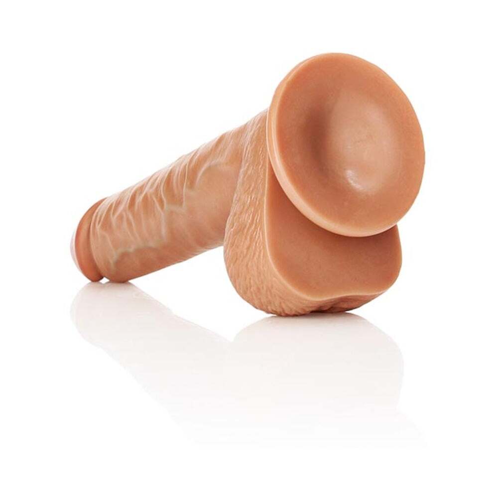 10 inch Dildo by Shots in Tan Light Brown Mocha shown for pegging Her or Him