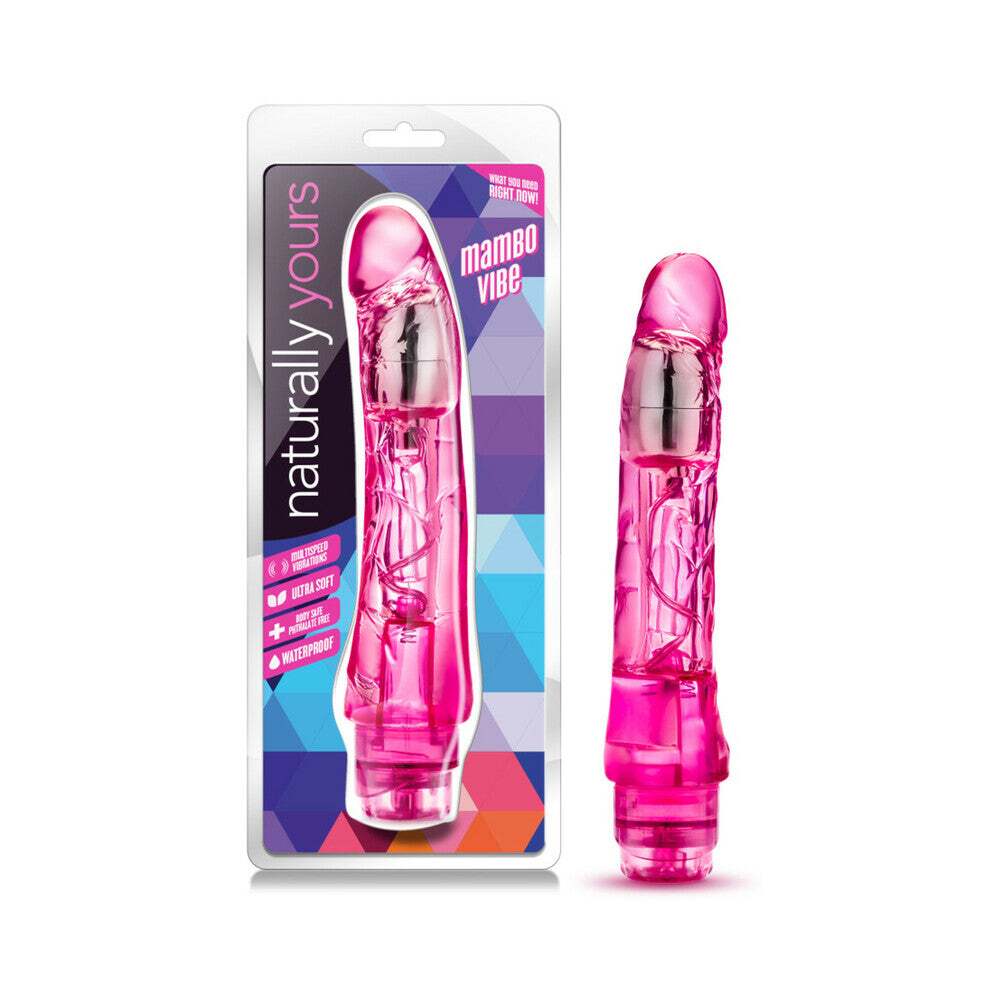 9 inch dildo by blush in hot pink magenta fuchsia shown for use by her or him