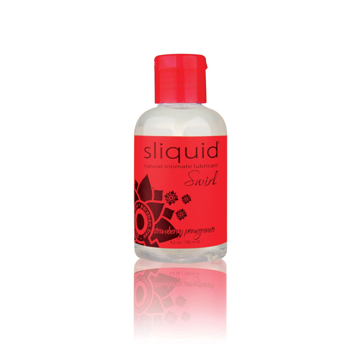 Bottle of 4.2 oz Flavored Lube Sliquid showing sweet, kissable formula