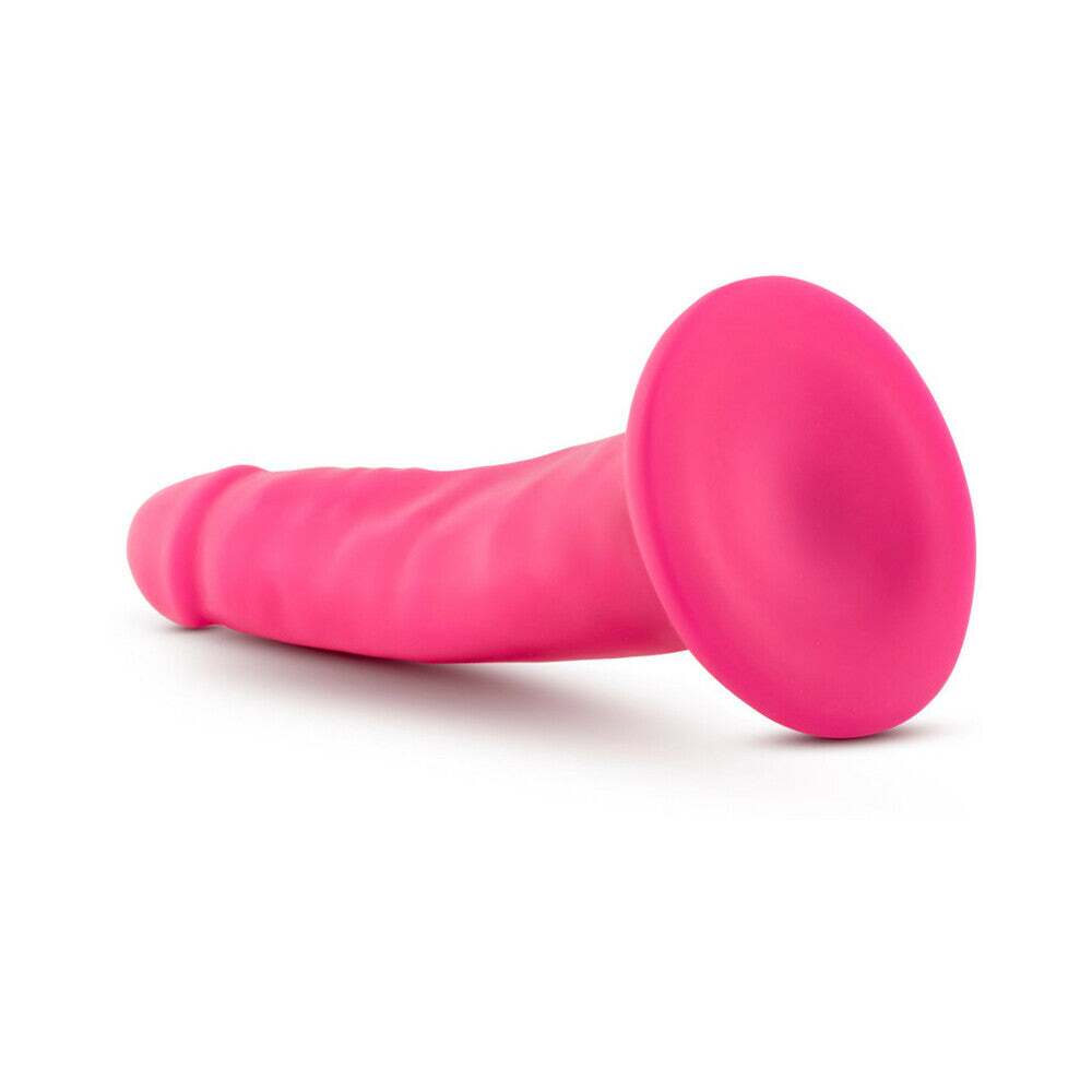 6 inch Dildo by Blush in Hot Pink Magenta Fuchsia shown for pegging Her or Him