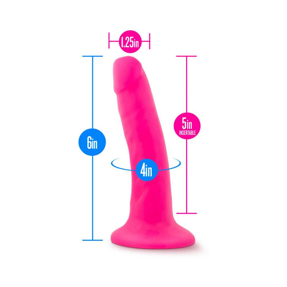6 inch Dildo from Blush in Hot Pink Magenta Fuchsia pictured for anal pleasure for Her or Him