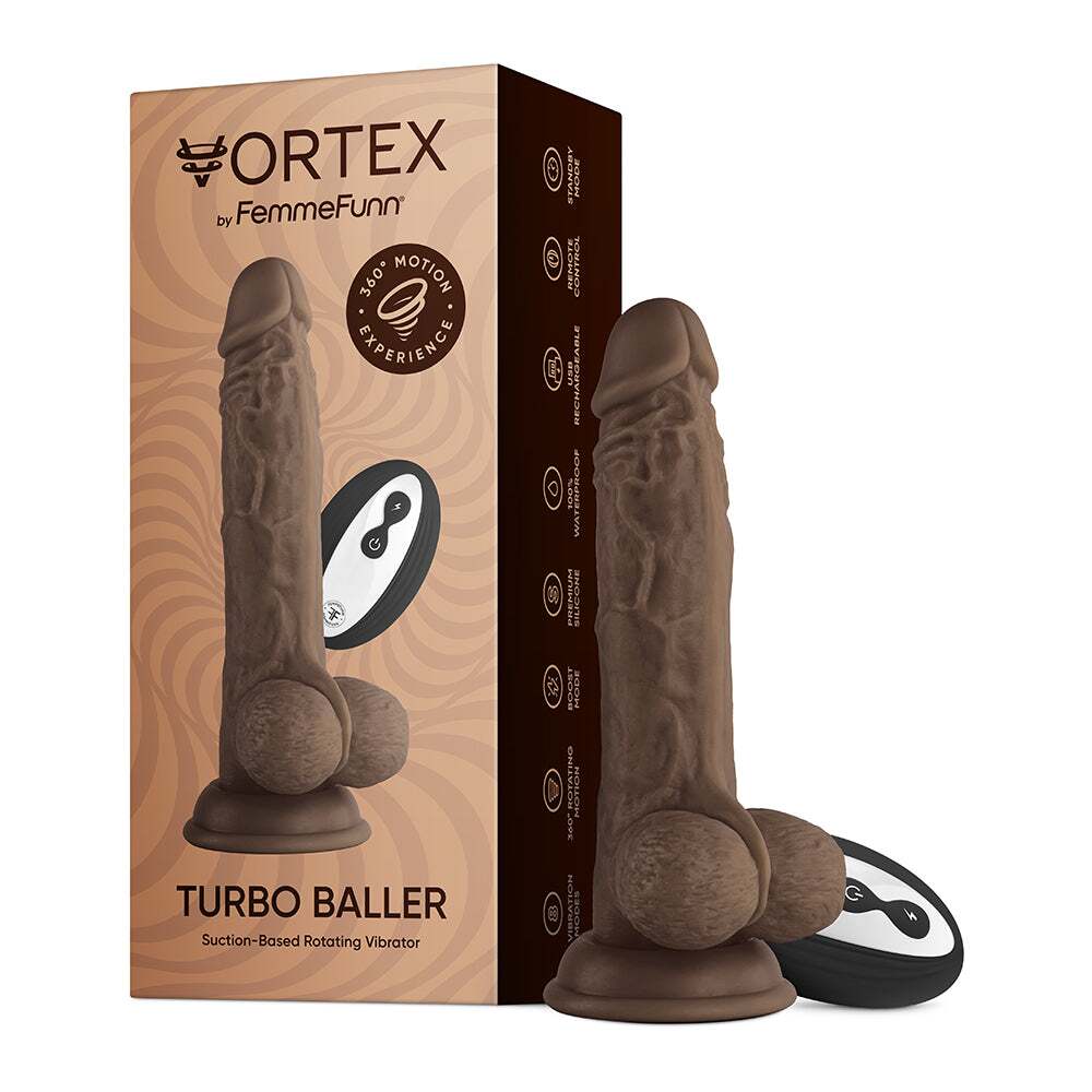 8.25 inch Dildo by FemmeFunn in Brown Chocolate Cocoa shown for use by Her or Him