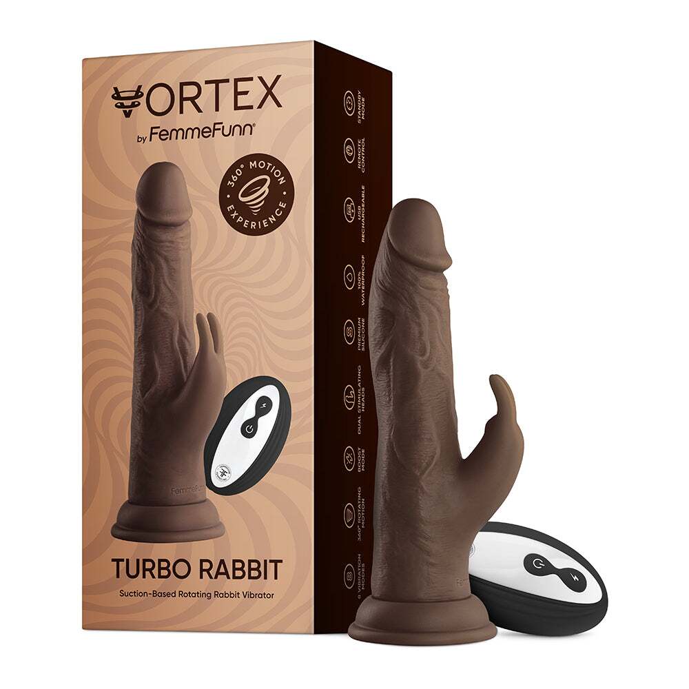 8 inch Dildo by FemmeFunn in Brown Chocolate Cocoa shown for use by Her or Him