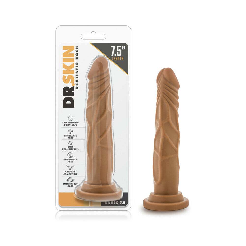 7.5 inch Dildo by Blush in Tan Light Brown Mocha shown for use by Her or Him
