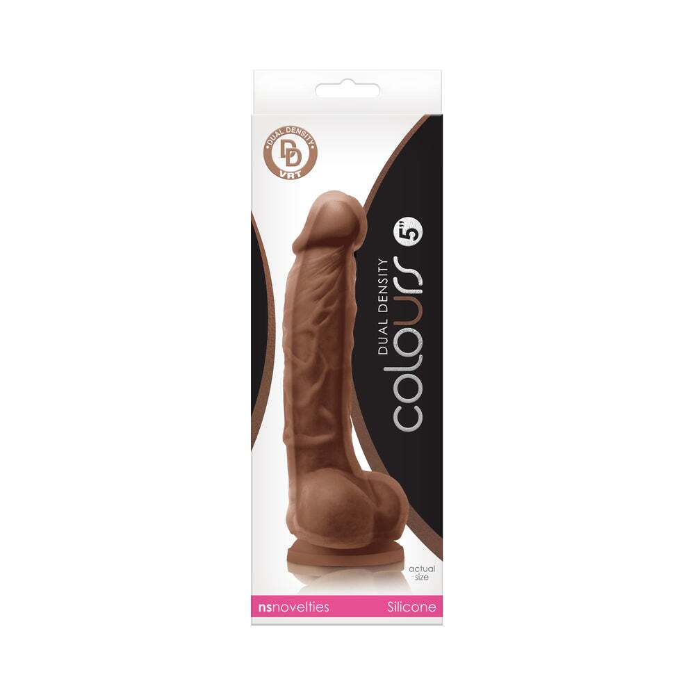 5 inch dildo by ns novelties in brown chocolate cocoa shown for use by her or him