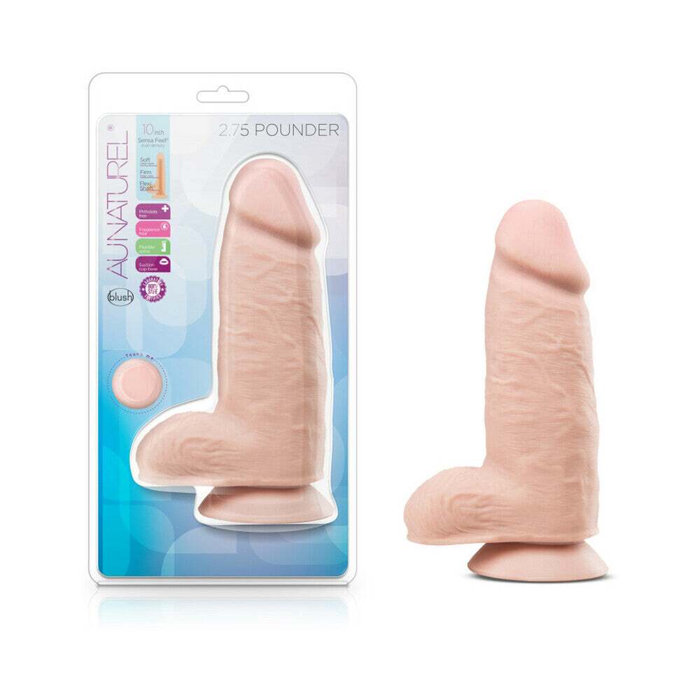 10 inch dildo by blush in vanilla ivory beige shown for use by her or him