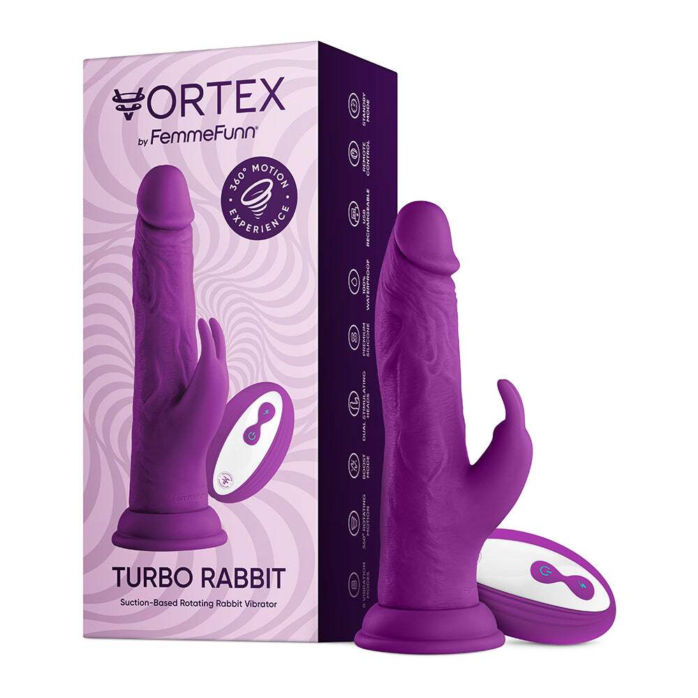 8 inch Dildo by FemmeFunn in Purple shown for use by Her or Him