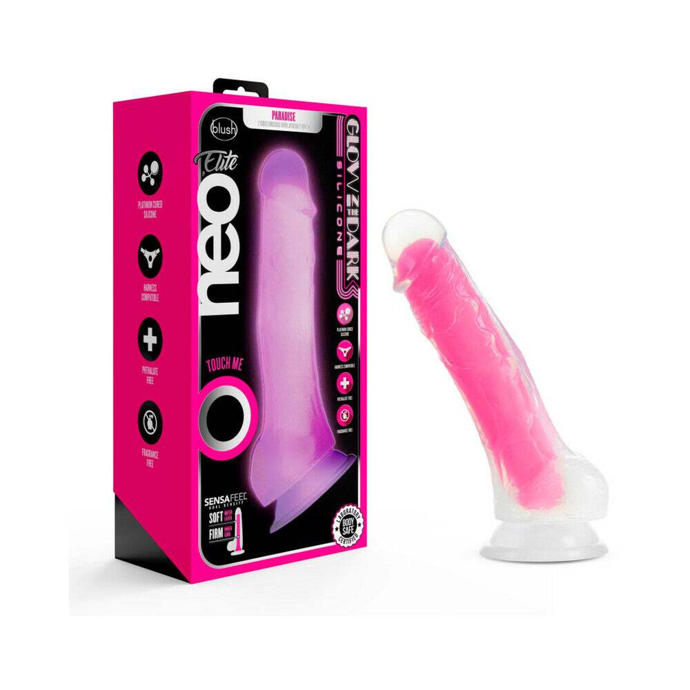 7 inch Dildo by Blush in Hot Pink Magenta Fuchsia shown for use by Her or Him