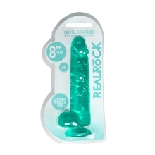 8 inch Dildo by Shots in Teal Turquoise Aqua shown for use by Her or Him