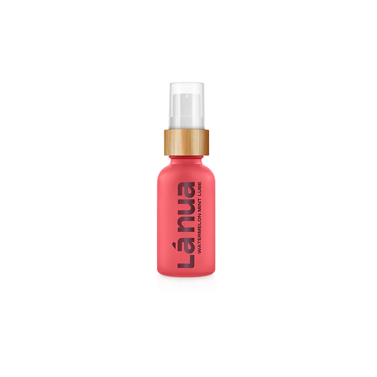 Bottle of  Flavored Lube La Nua showing sweet, kissable formula