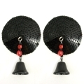 Feel sexy wearing sexy nipple covers  Round Black Sequin w Bells! Wearing Round Black Sequin w Bells nipples covers by Bijoux de Nip can be fun and sexy!