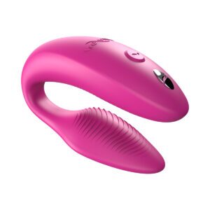We-Vibe vibrator Sync 2 Rechargeable Remote Control Couples Rose shown in hand for scale