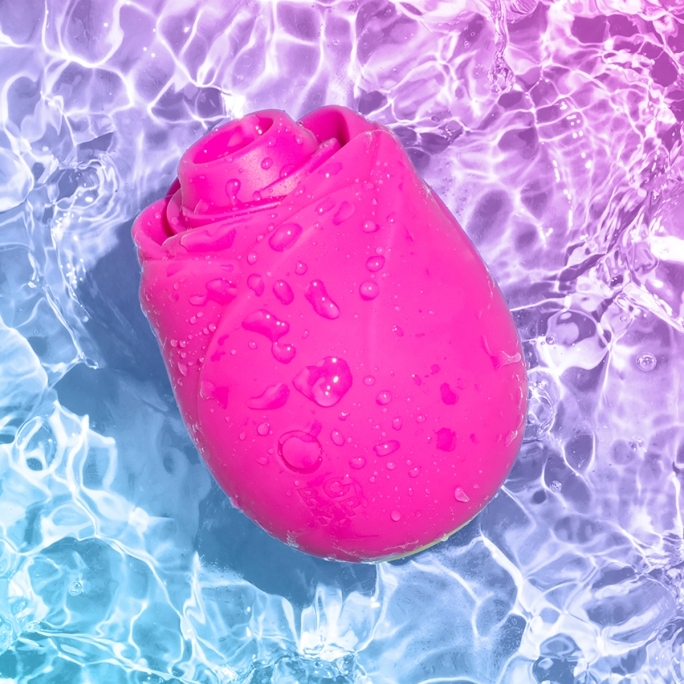 Rose Vibrator Shop Online Angled view of the romp vibrator designed for intimate use