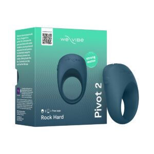 We-Vibe vibrator Pivot 2 Vibr Couple Ring Slate shown in hand for scale