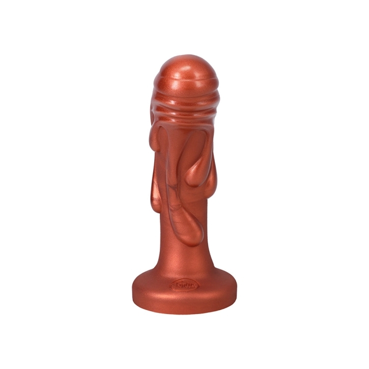 7 inch Dildo by Tantus in Copper shown for pegging Her or Him