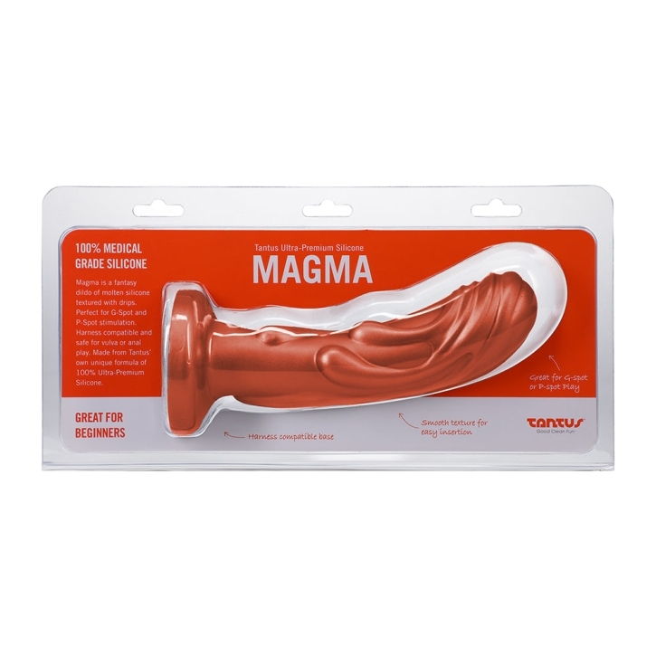 7 inch Dildo by Tantus in Copper shown for use by Her or Him