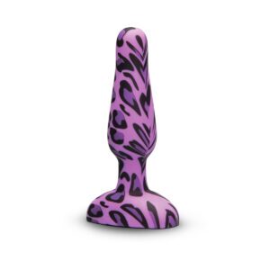 B-Vibe vibrator Novice Leopard shown in hand for scale