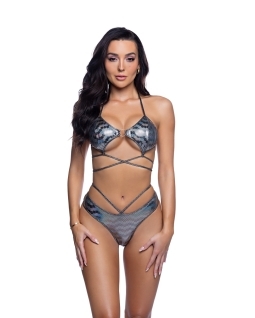 Black Geo O-Ring Top + Shorts Rave Outfit with O-ring hardware