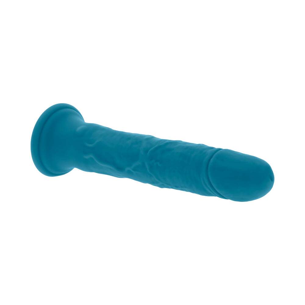 Dildo by Evolved in Teal Turquoise Aqua displayed for pegging Him or Her