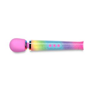 Le Wand vibrator Petite All That Glimmers Ombre shown in hand for scale