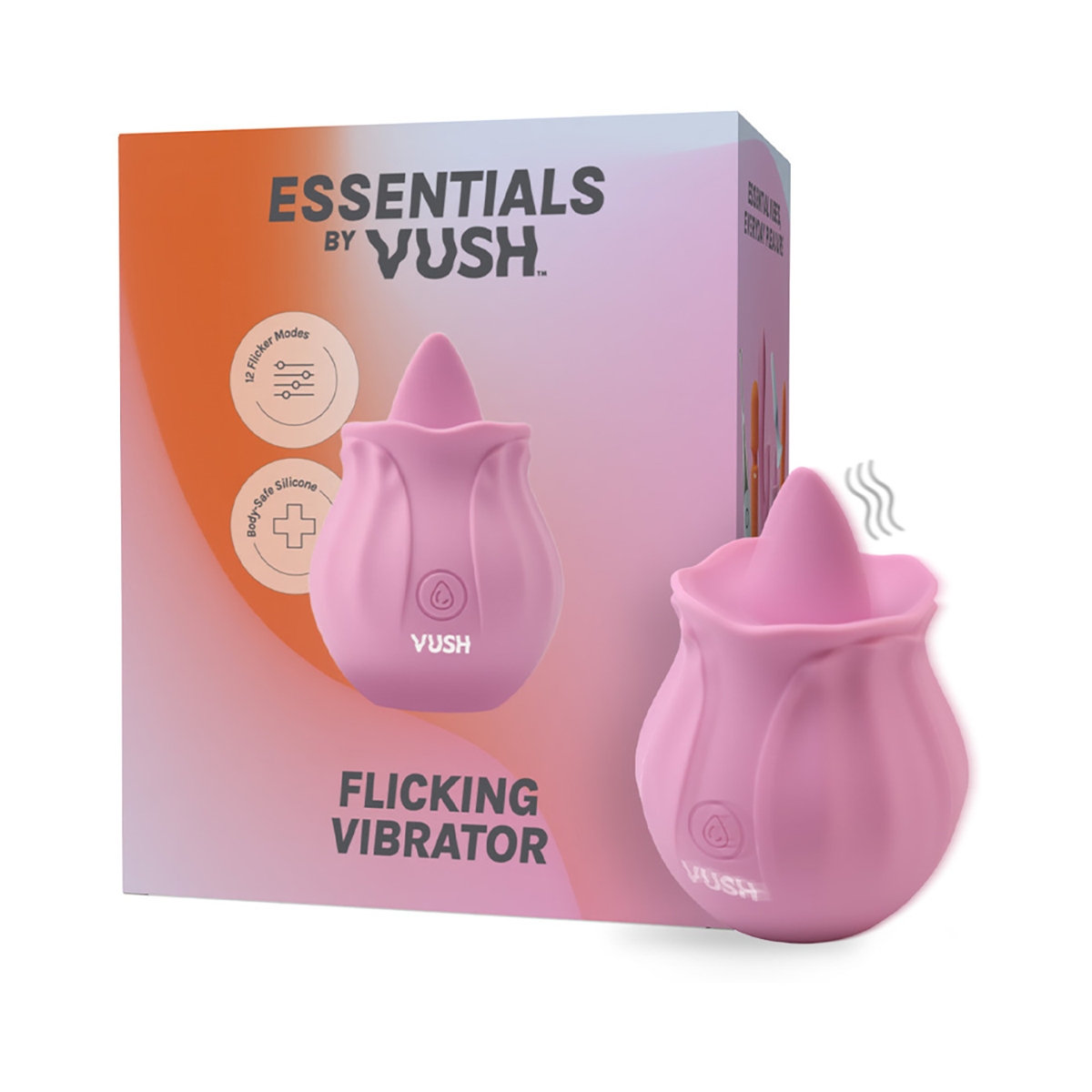 Vush vibrator essentials flicking shown in hand for scale
