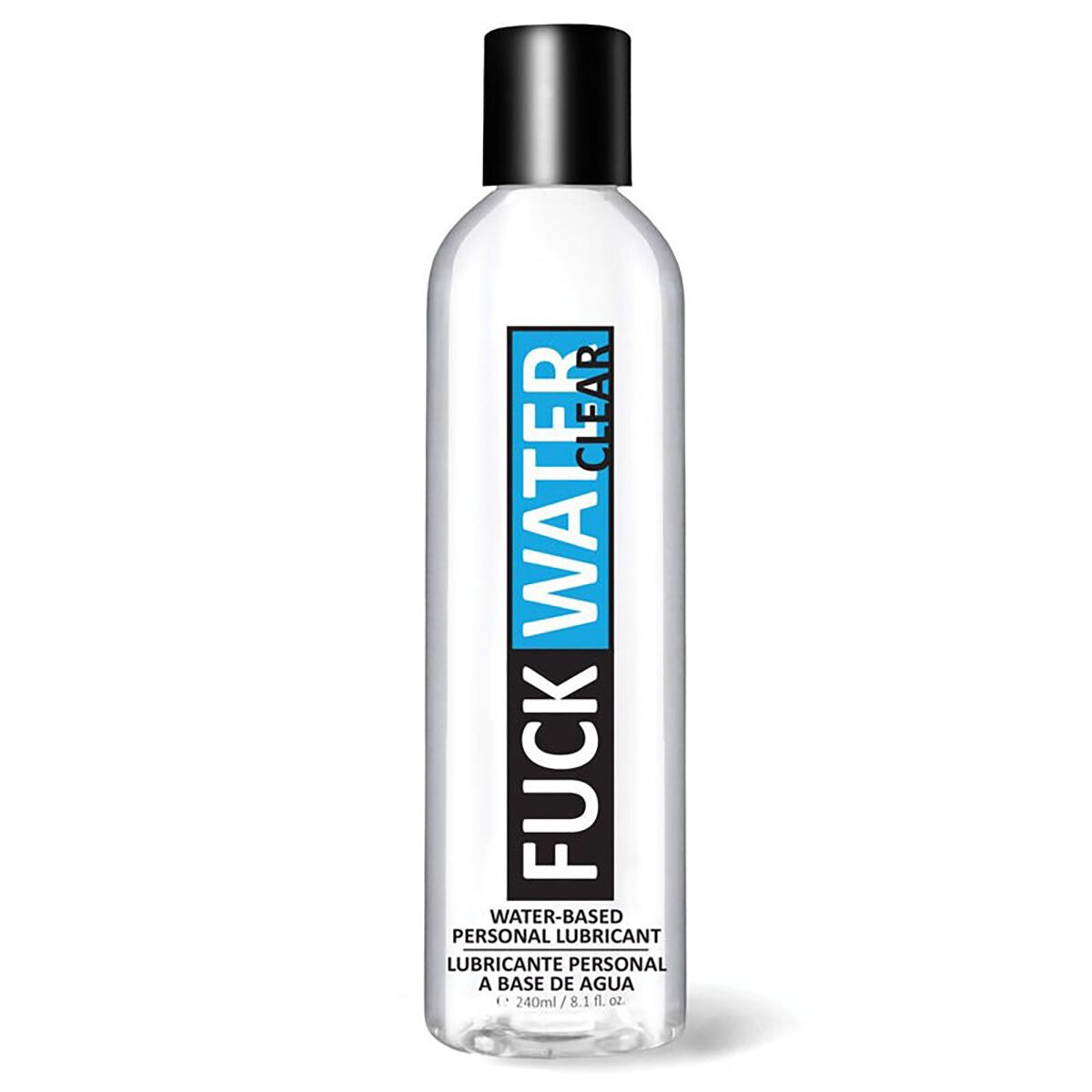 Bottle of  Vegan Lube Fuck Water showing plant-powered formula