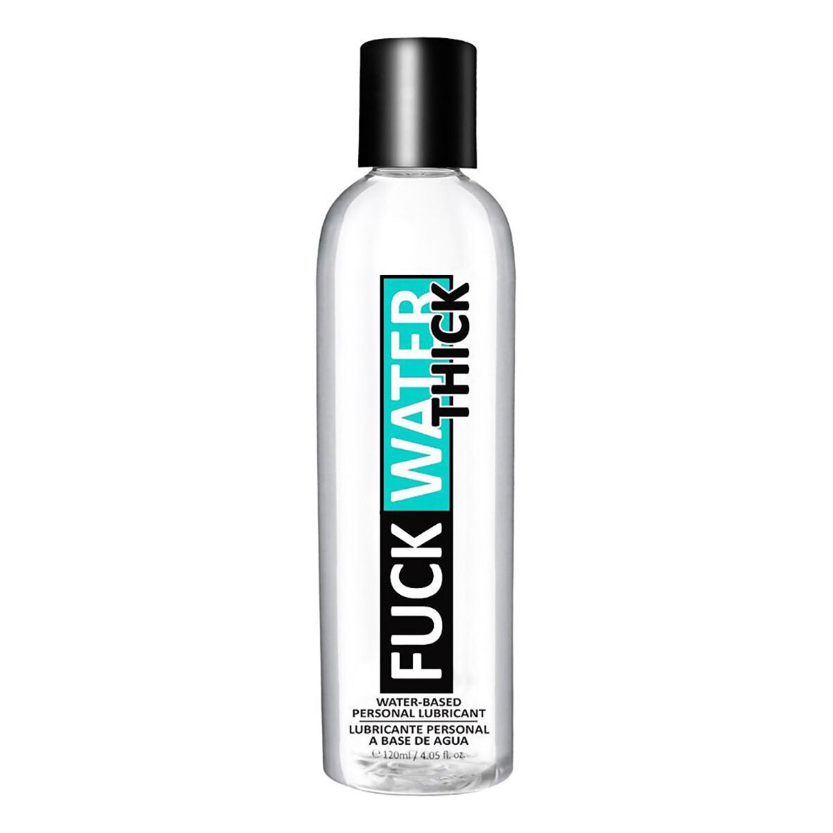 Bottle of  Vegan Lube Fuck Water showing plant-powered formula