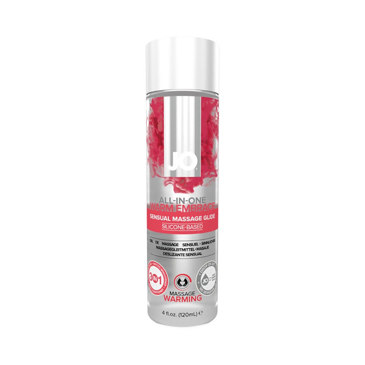 Bottle of  Water Based Lube System JO showing clean, lightweight formula