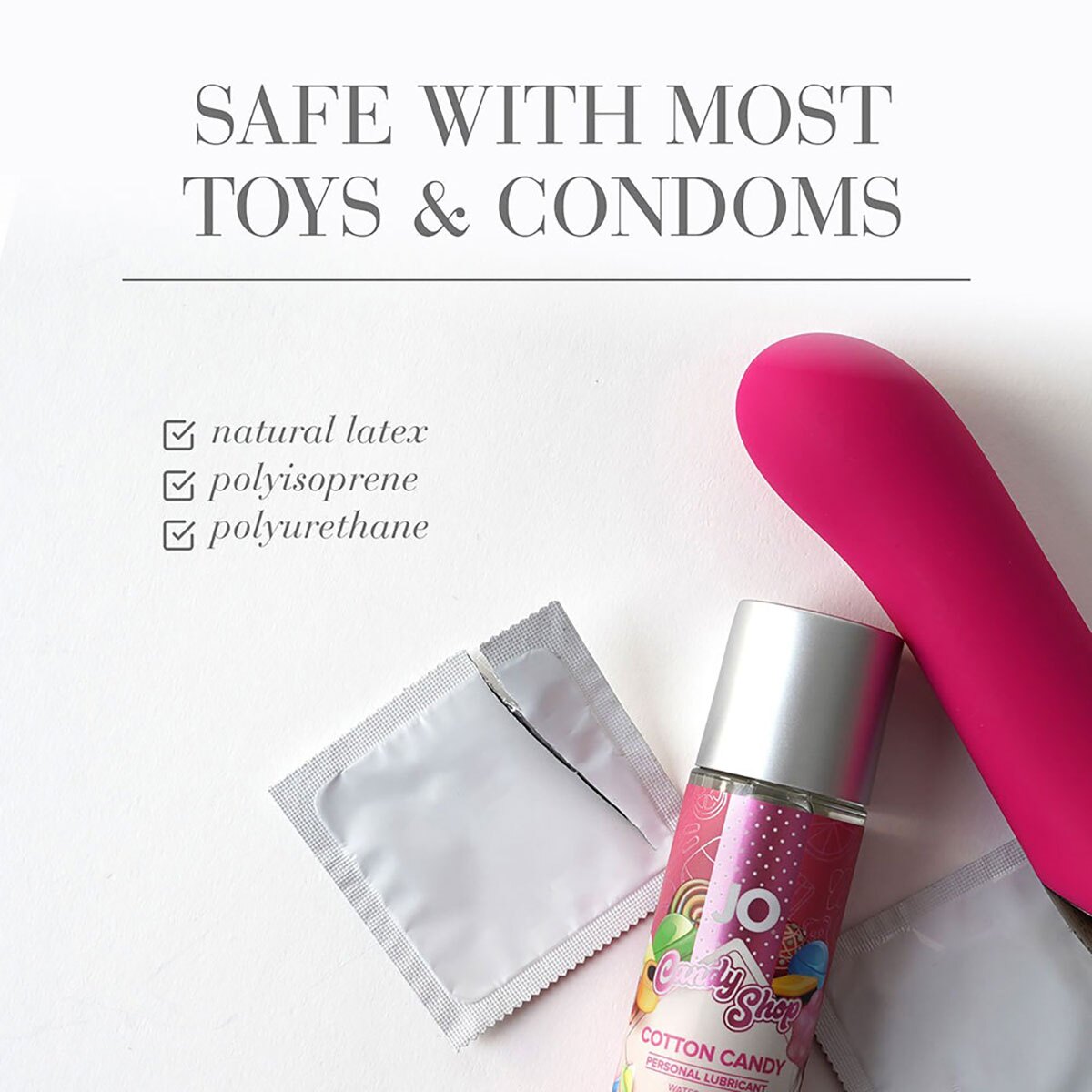 Close-up of  Water Based Lube by System JO with gentle, toy-safe texture
