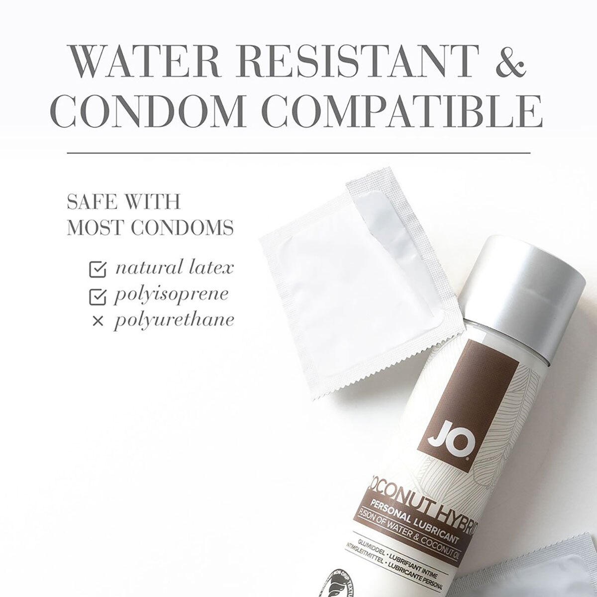 Close-up of  Water Based Lube by System JO with gentle, toy-safe texture