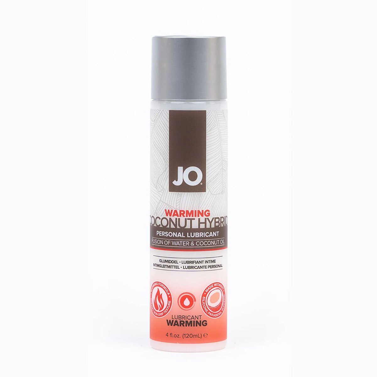Bottle of  organic lube system jo showing clean, plant-based formula