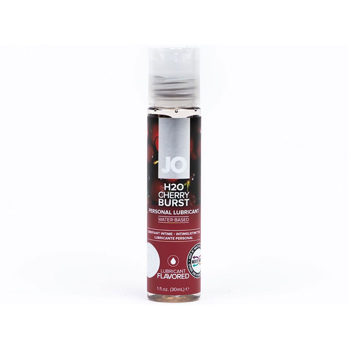 Bottle of  Organic Lube System JO showing clean, plant-based formula
