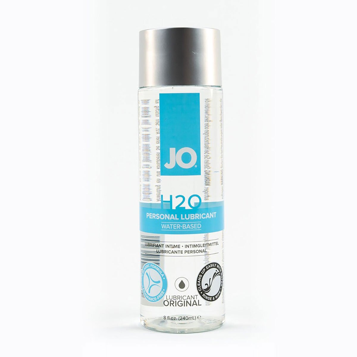Bottle of  Organic Lube System JO showing clean, plant-based formula
