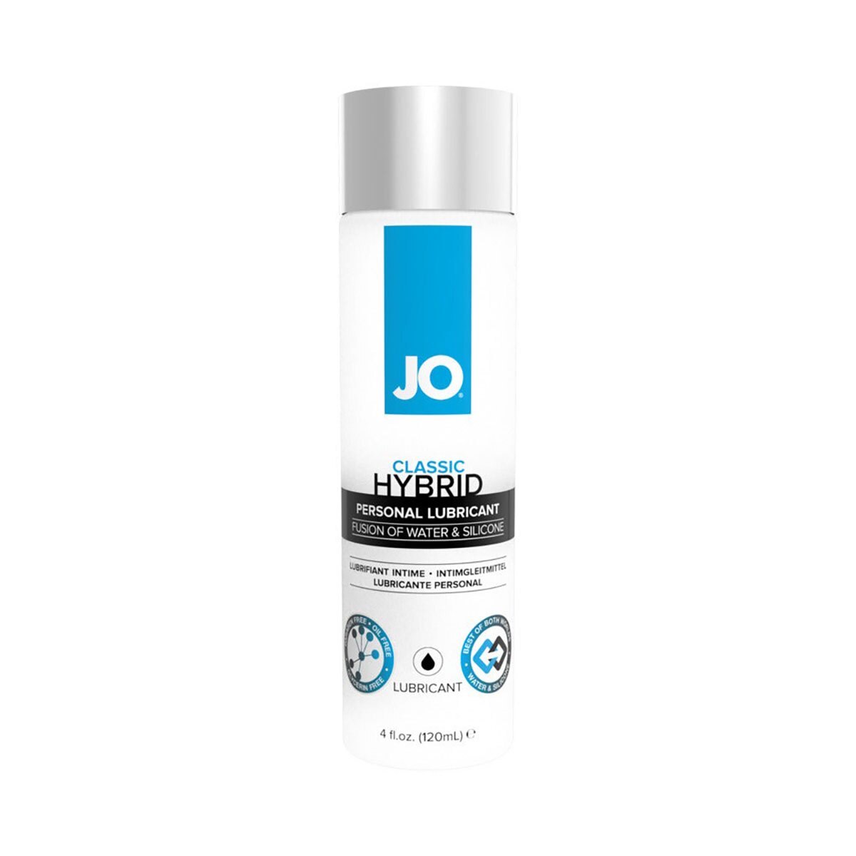 Bottle of  Organic Lube System JO showing clean, plant-based formula