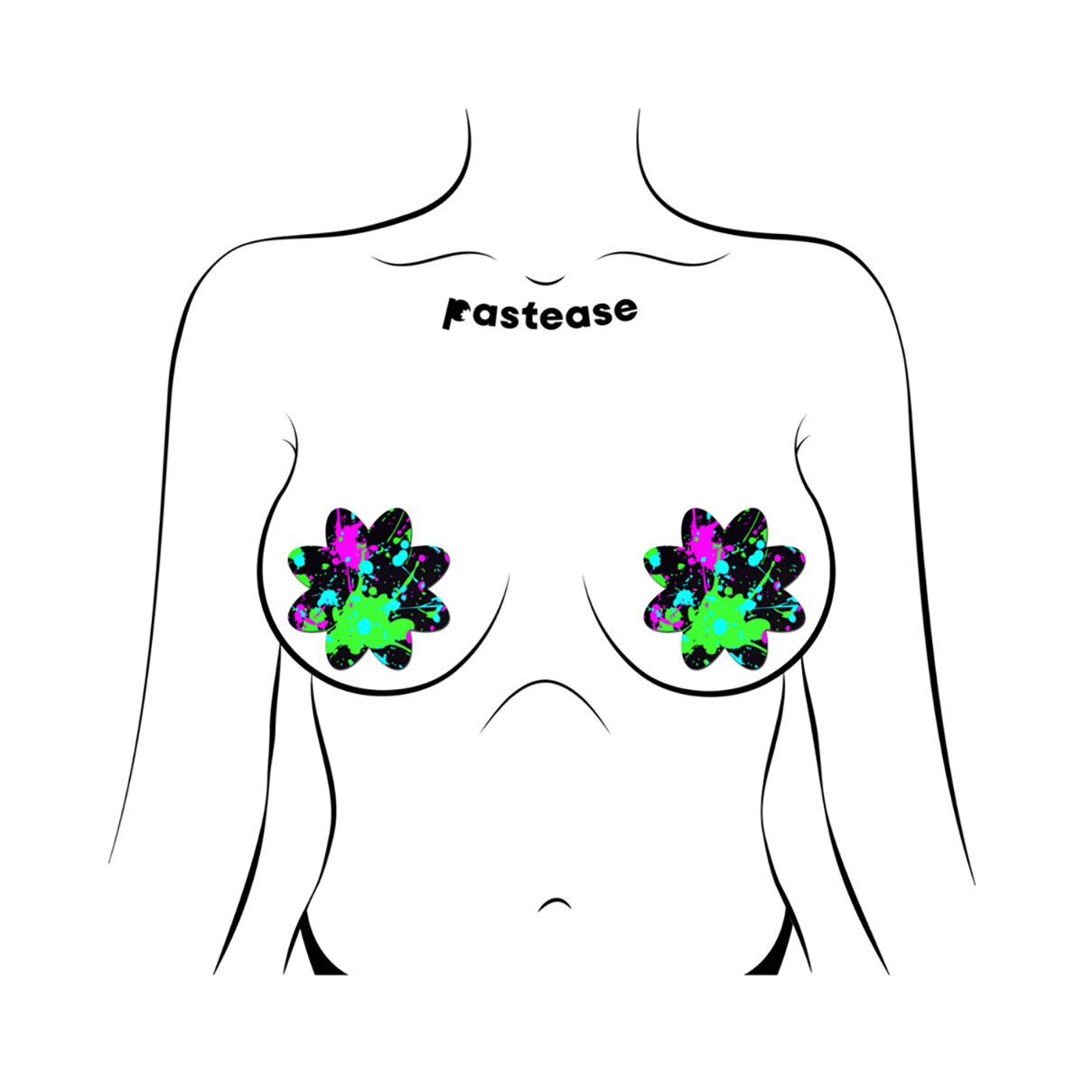Feel sexy wearing sexy nipple covers  Vibrant Neon Splatter! Wearing Vibrant Neon Splatter nipples covers by Pastease can be fun and sexy!