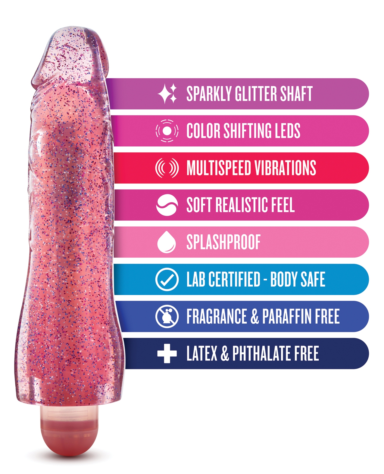 Shop Blush Glow Dicks Glitter Vibrator Molly - Pink