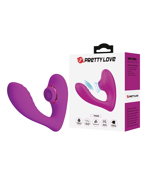 Shop Pretty Love Nauty Thumping & Vibrating Insertable Vibrator - Fuchsia online