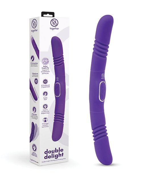 Shop Together Double Delight Double-Ended Vibrating & Thrusting Vibrator - Purple online