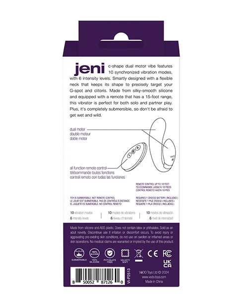 Buy VeDO Jeni Dual Motor Vibe w/Remote - Purple