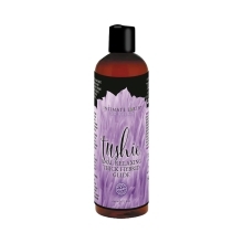 Bottle of  Vegan Lube Intimate Earth showing plant-powered formula