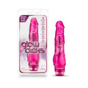 Hot Pink Magenta Fuchsia Blush Glow Dicks The Banger Realistic 8 in. Vibrating Dildo