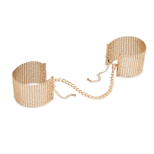 Bijoux Indiscrets Desir Metallique Mesh Handcuffs - Gold sexy jewelry made by Bijoux Indiscrets for her.