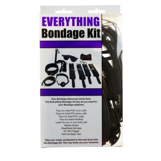 Everything Bondage 12Pc Kit Black satin blindfold for sensual anticipation