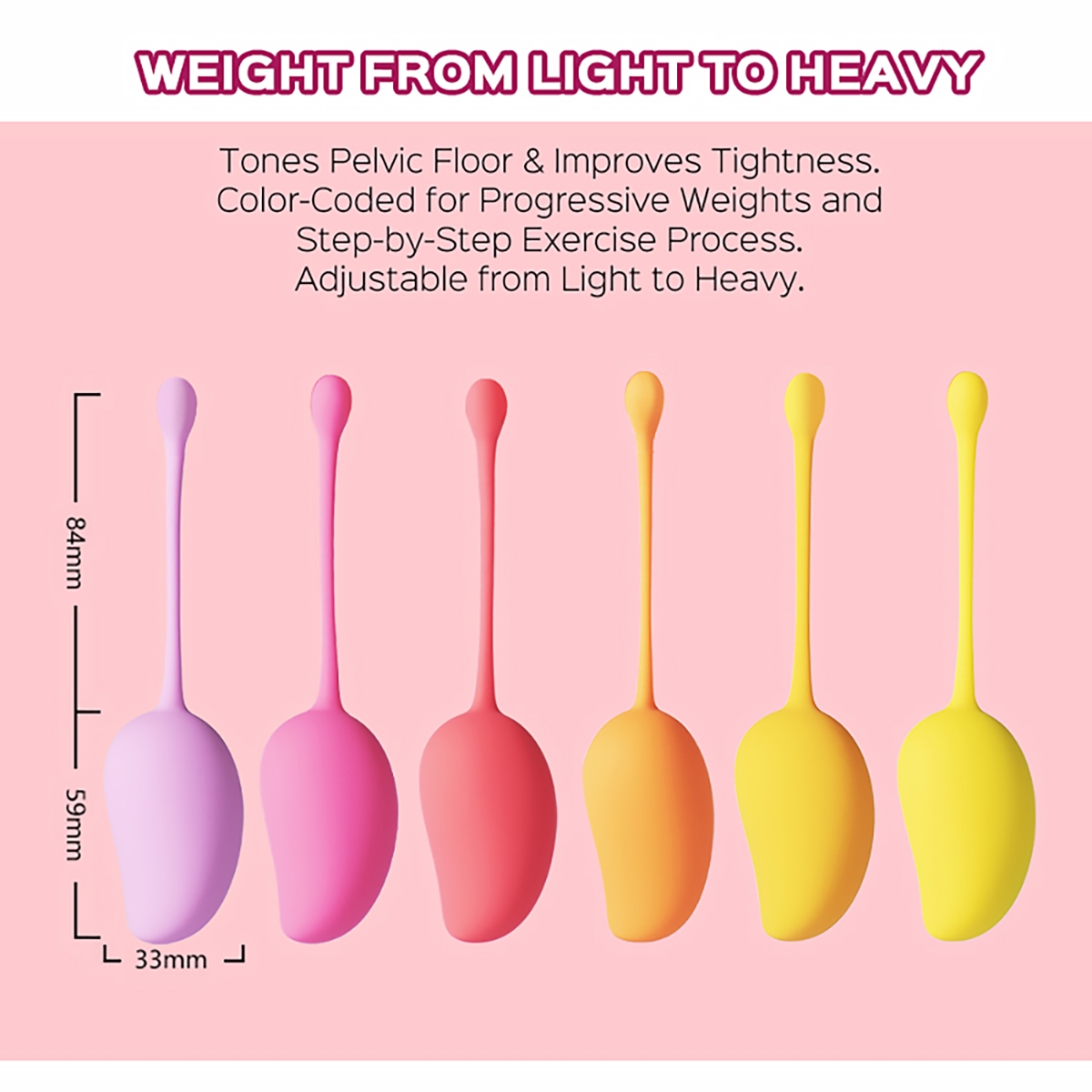 Buy Mango Tropical 6pc Kegel Set kegel exercise device for pelvic floor muscle strengthening.