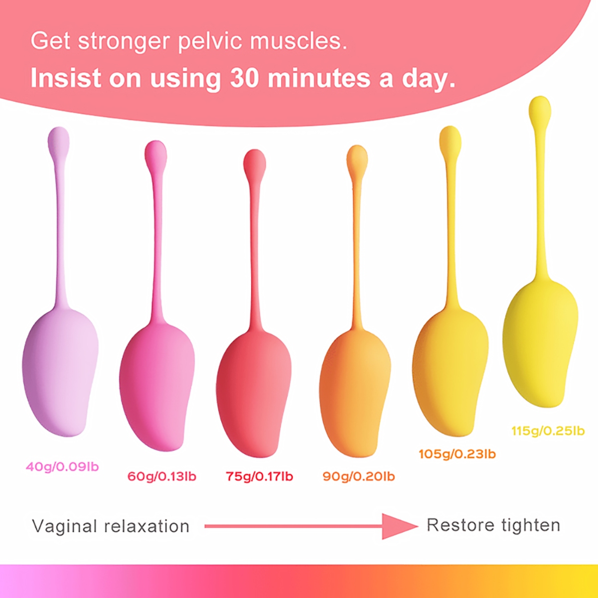 Buy Mango Tropical 6pc Kegel Set kegel exercise device for pelvic floor muscle strengthening.