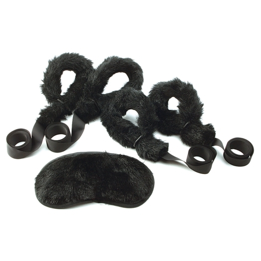 Sex Kitten Five Piece Faux Mink Fur Love Bond Kit luxury blindfold for adult sensory play
