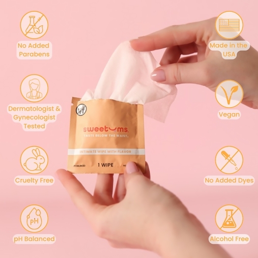 Sweetums Individual Wipes Mango intimate cleansers and personal cleansing care by Sweetums.