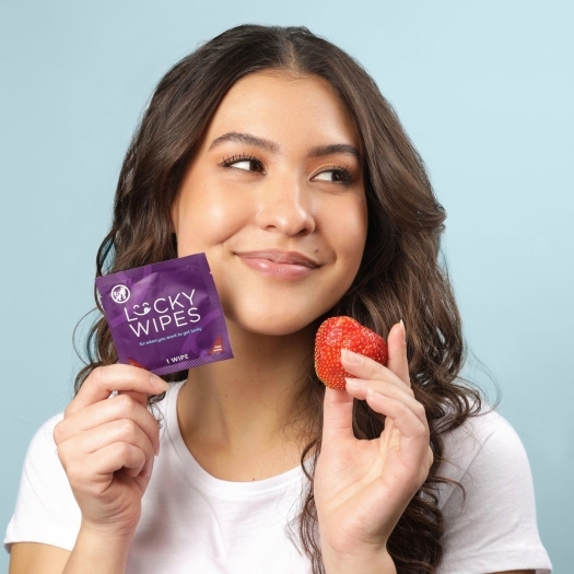 Sweetums Lucky Wipes Strawberries & Cream Flavor 10-Pack intimate cleansers and personal cleansing care by Sweetums.