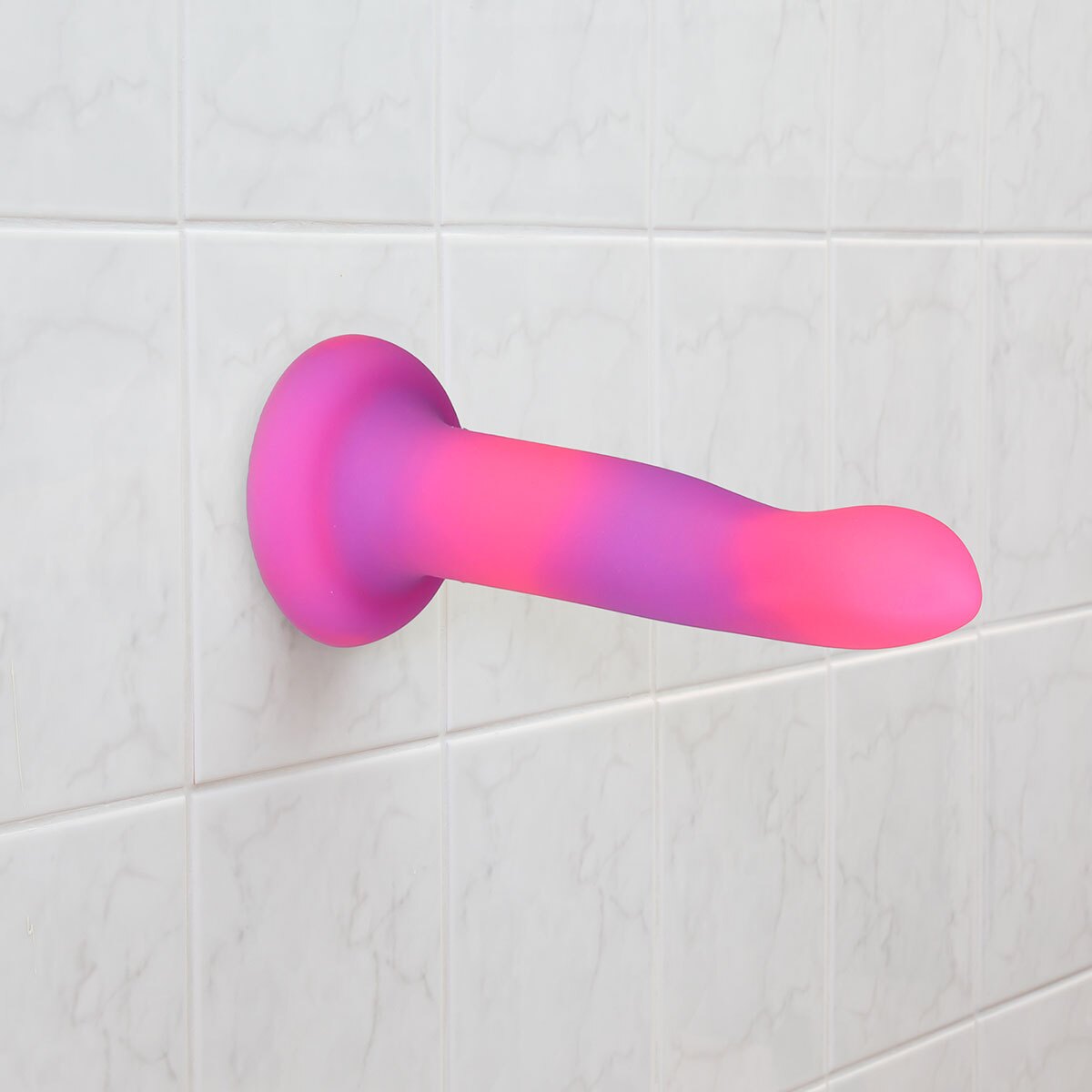 Addiction Glow in the Dark Rave Dil 8 quot Pink Purple dildo made by BMS on sale at herVibrators.com
